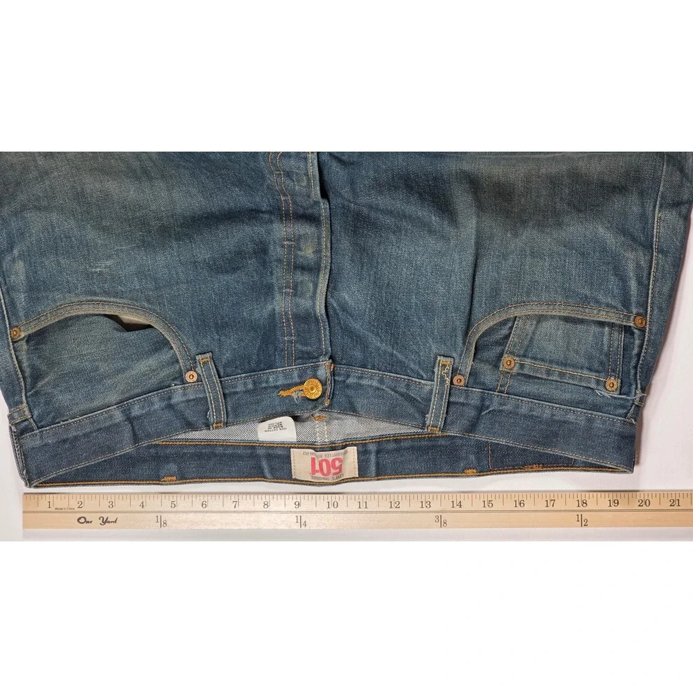 Levis 501 Original Fit Jeans Mens 40x34 Medium Wash Blue Denim Button Fly